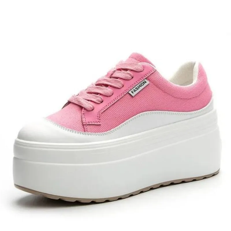 Women'S Shoes Com - 8cm nova lona de couro genuíno