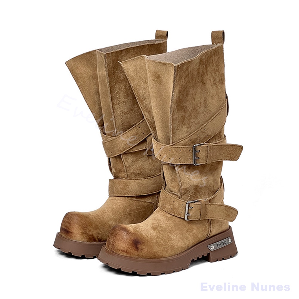 Wide Fit Heels - Botas de Motocicleta de Cano Largo
