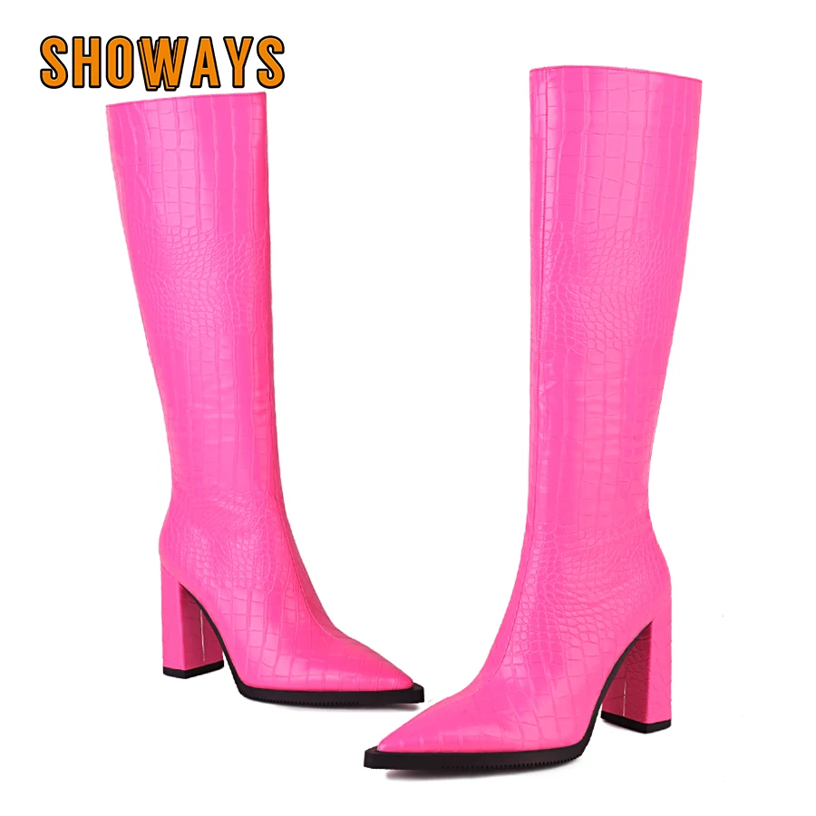 Zip Up Boots Short - Botas femininas de couro de crocodilo
