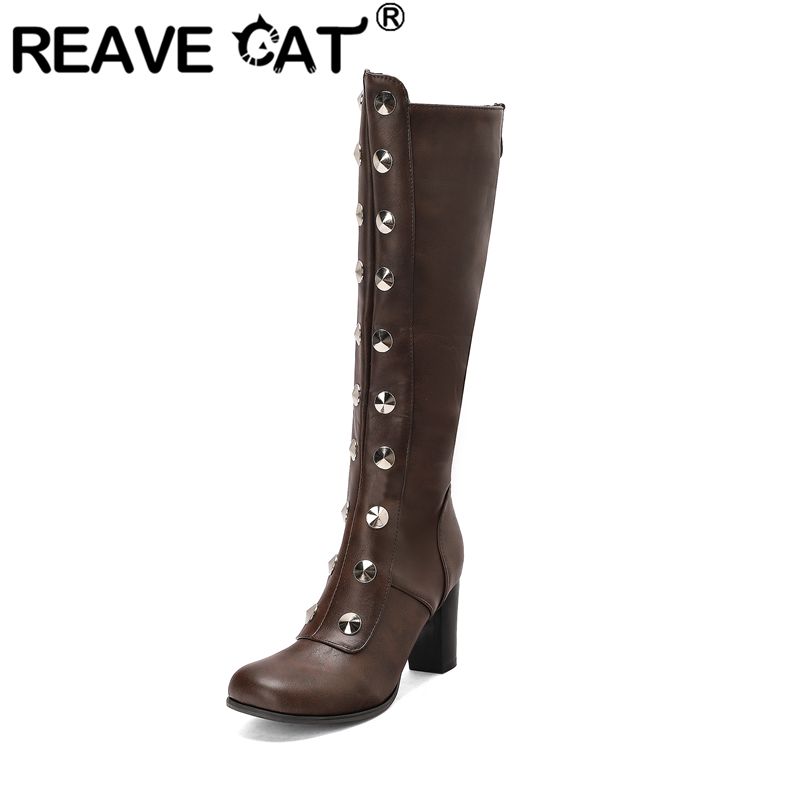 Zip Up Boots Short - Reave gato feminino joelho botas altas