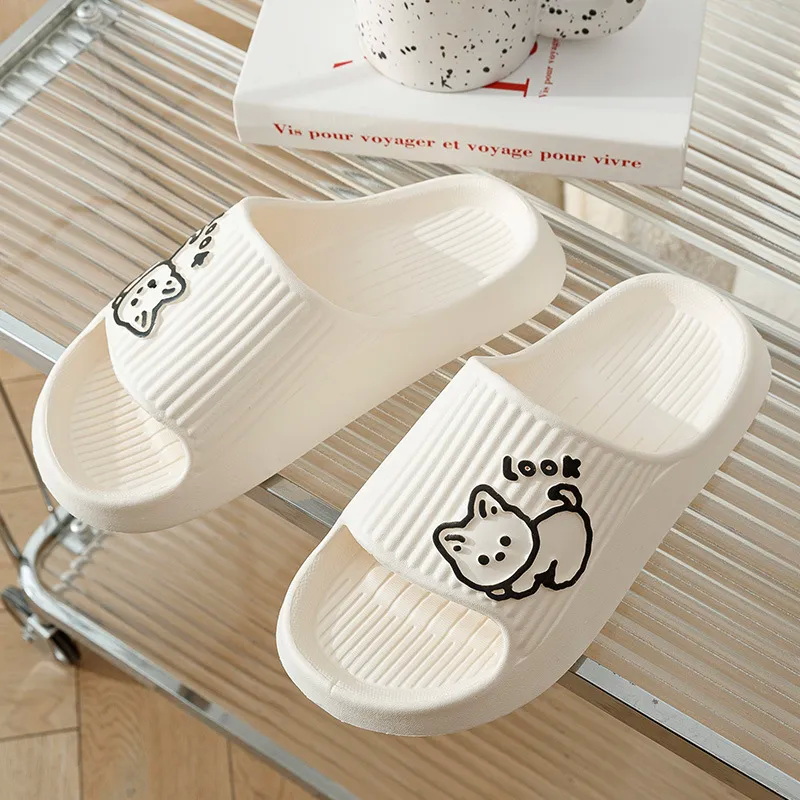 Women Shoes Waterproof - Verão kawaii gatos chinelos feminino ultra