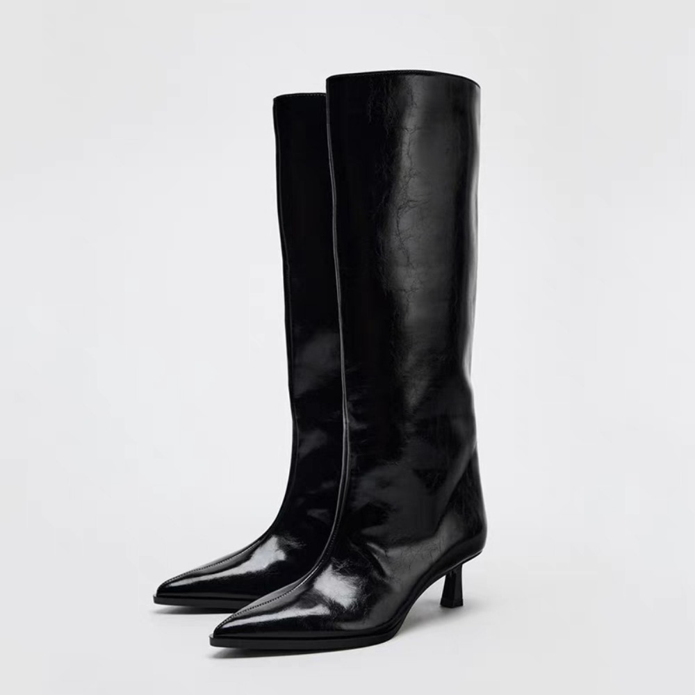 Wide Fit Heels - 2026 bota larga tubo apontado dedo