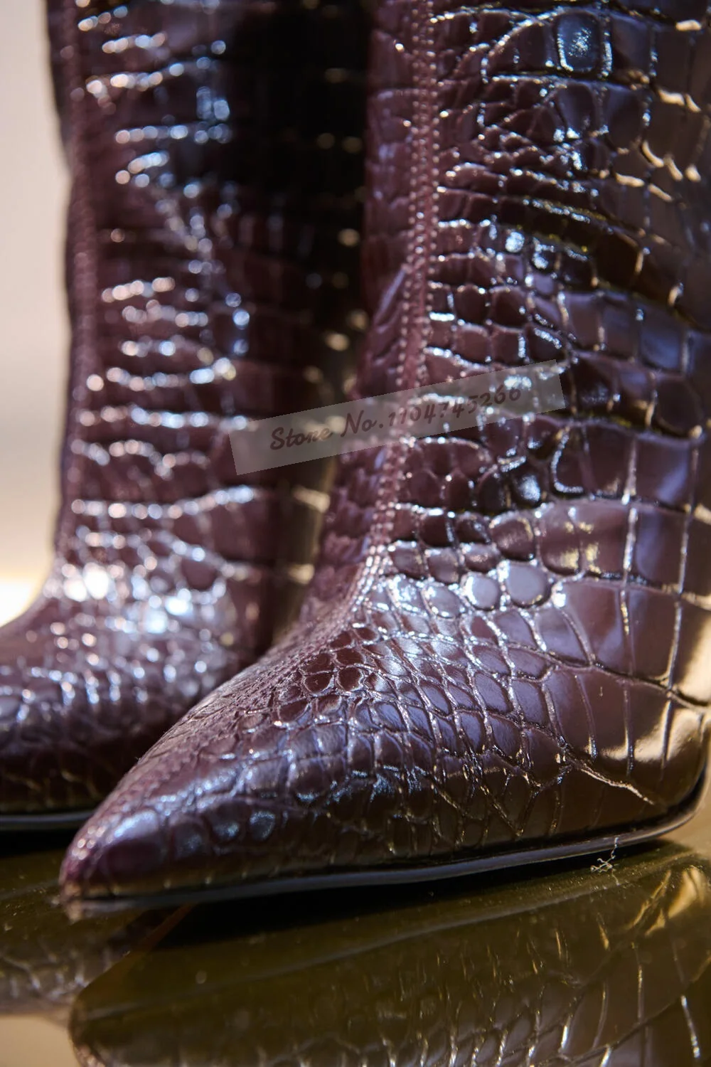 Borgonha crocodilo fino salto  - Women'S Shoes Burgundy avaliação e preço