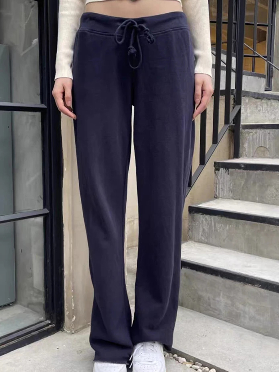 Básico sólido cordão calças de - Women Shoes Joggers avaliação e preço