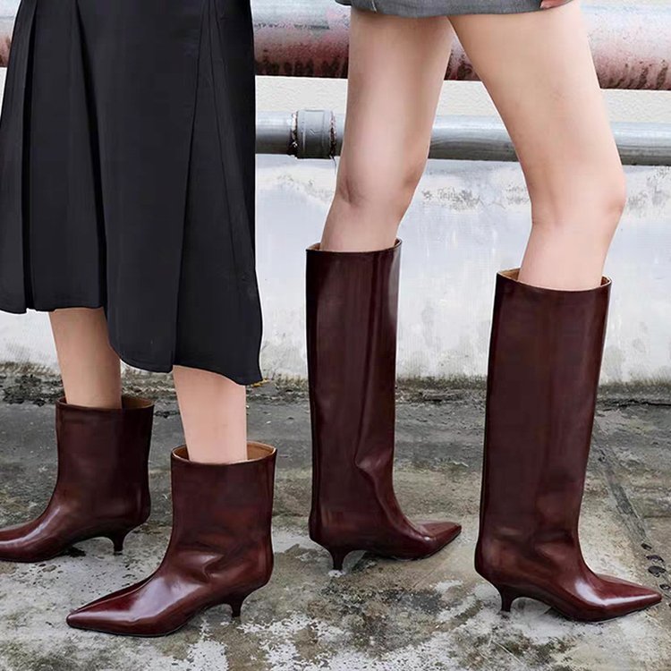 Chelsea botas altas de couro e - Women'S Shoes Burgundy avaliação e preço