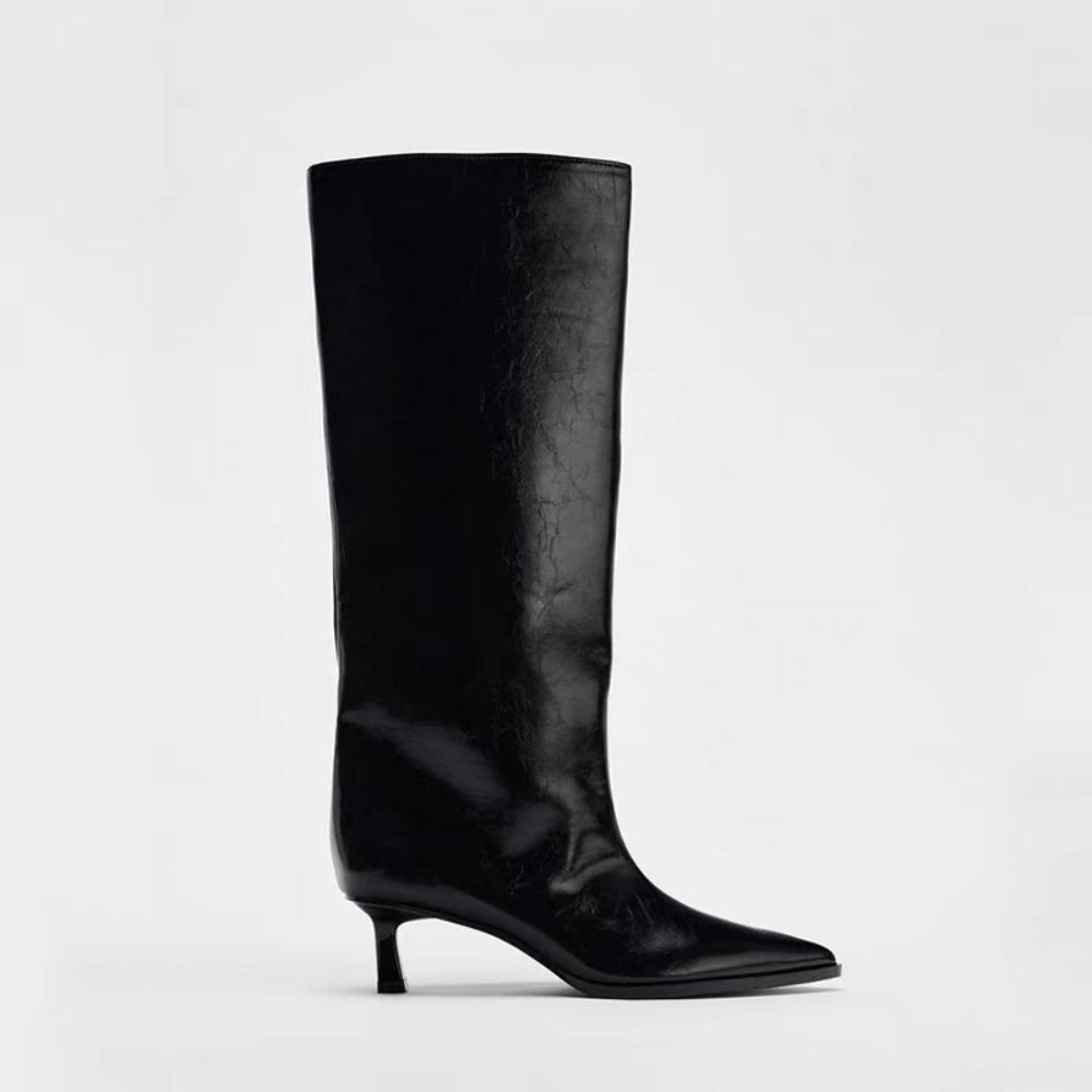 2026 bota larga tubo apontado  - Wide Fit Heels avaliação e preço